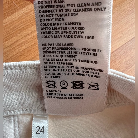 L’AGENCE High Rise Cropped Wide Leg Jeans Ivory Size 24 - Picture 12 of 16